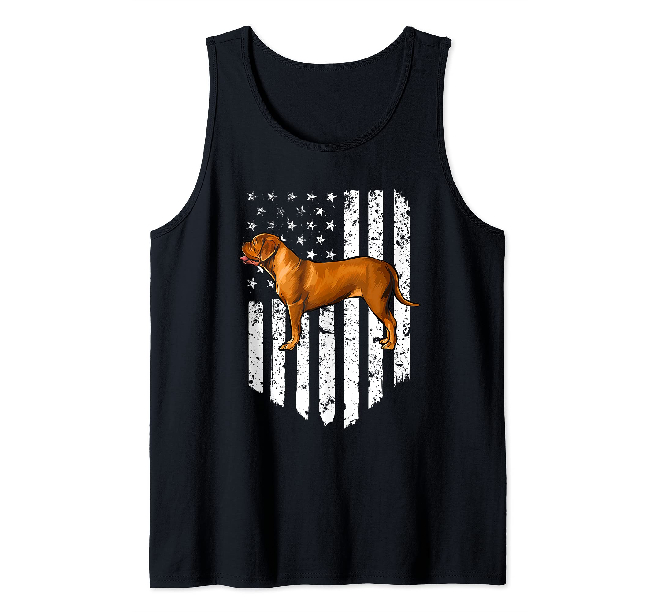 Black White American Flag Dogues de Bordeaux 4th Of July USA Tank Top