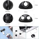 URAQT Cable Clips Holders 15pcs Cable Management Desktop Cord Holder Black view 2