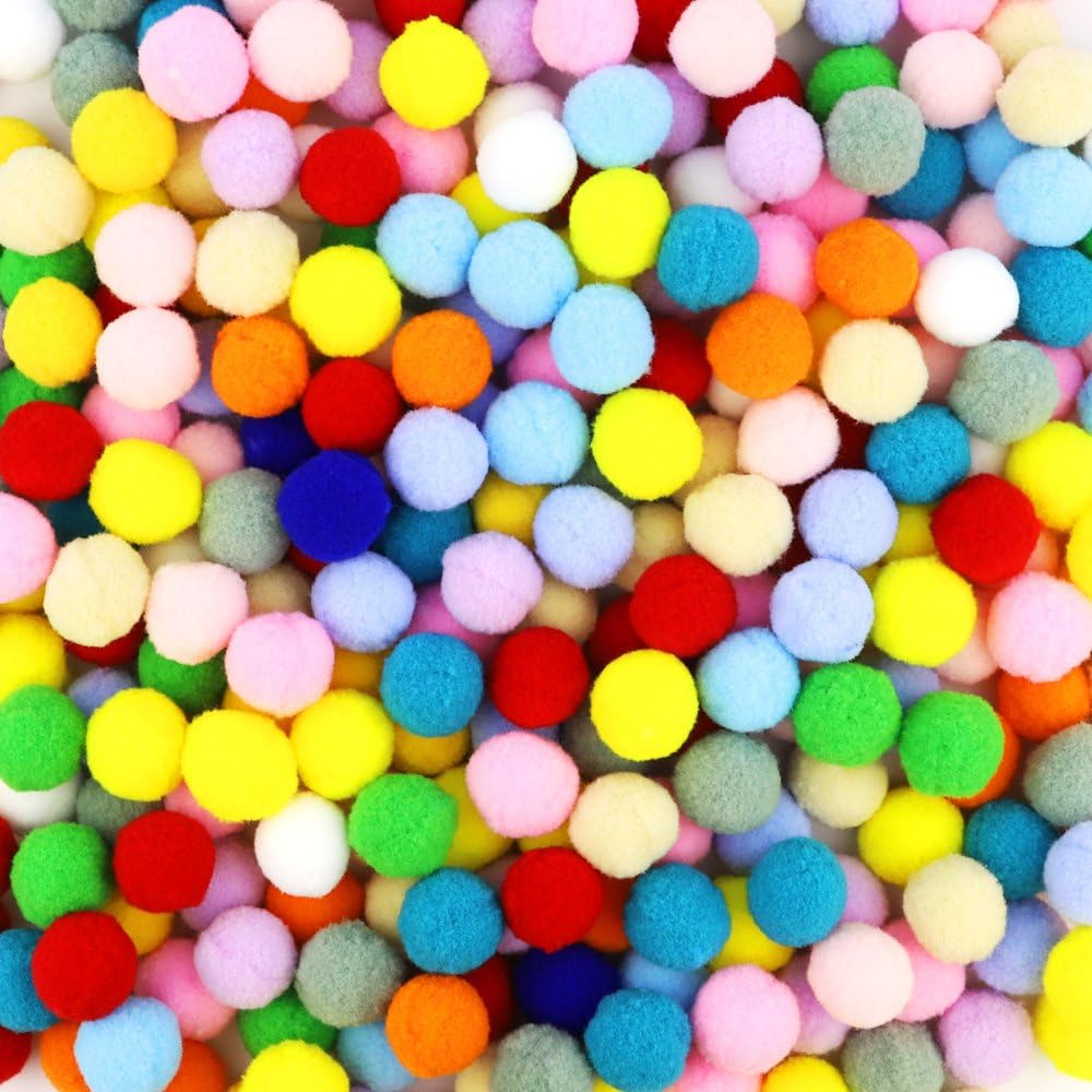 HEHALI 300pcs 1 inch Pom Poms Craft Assorted Colors for Hobby Supplies and Creative Craft DIY Material