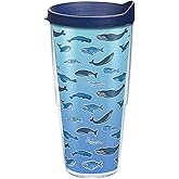 Tervis Made in USA Double Walled Whale Tail Insulated Tumbler Cup Keeps Drinks Cold & Hot, 24oz, Clear