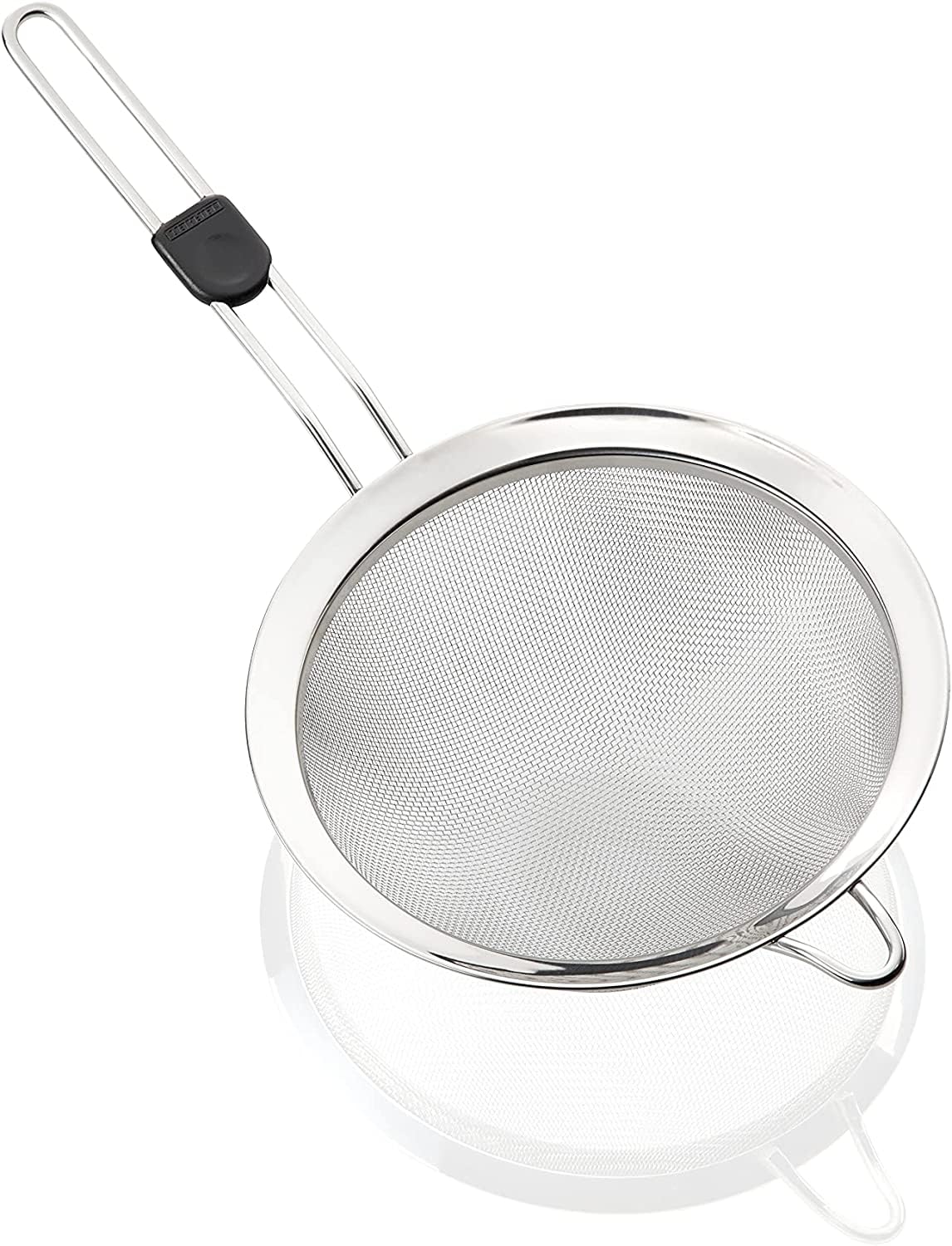 Leifheit kitchen sieve 20 cm ProLine series, fine-mesh pasta sieve made stainless steel, sieve with practical hanging loop and handle with thumb recess, household sieve, silver