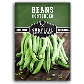 Contender Bush Bean Seeds for Planting - Survival Garden Seeds (1 Pack) | Heirloom Green Beans - Early Producing, Fast-Growing Stringless Variety for Vegetable Gardens