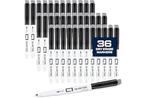 Quartet Dry Erase Markers, Fine Tip White Board Dry Erase Markers with DryGuard Ink Protection, Office Essentials, Black, 36 Pack (Q120Z01-R)