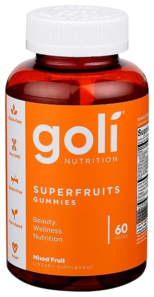 GOLI NUTRITION, GUMMIES SUPERFRUITS MIXED FRUIT, 60 COUNT