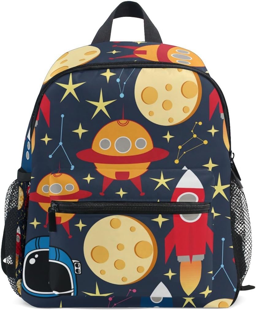 FOLPPLY Kids School Bag Space Stars Planets with Rockets Preschool Backpacks Children Travel Daypack for Boys Girls