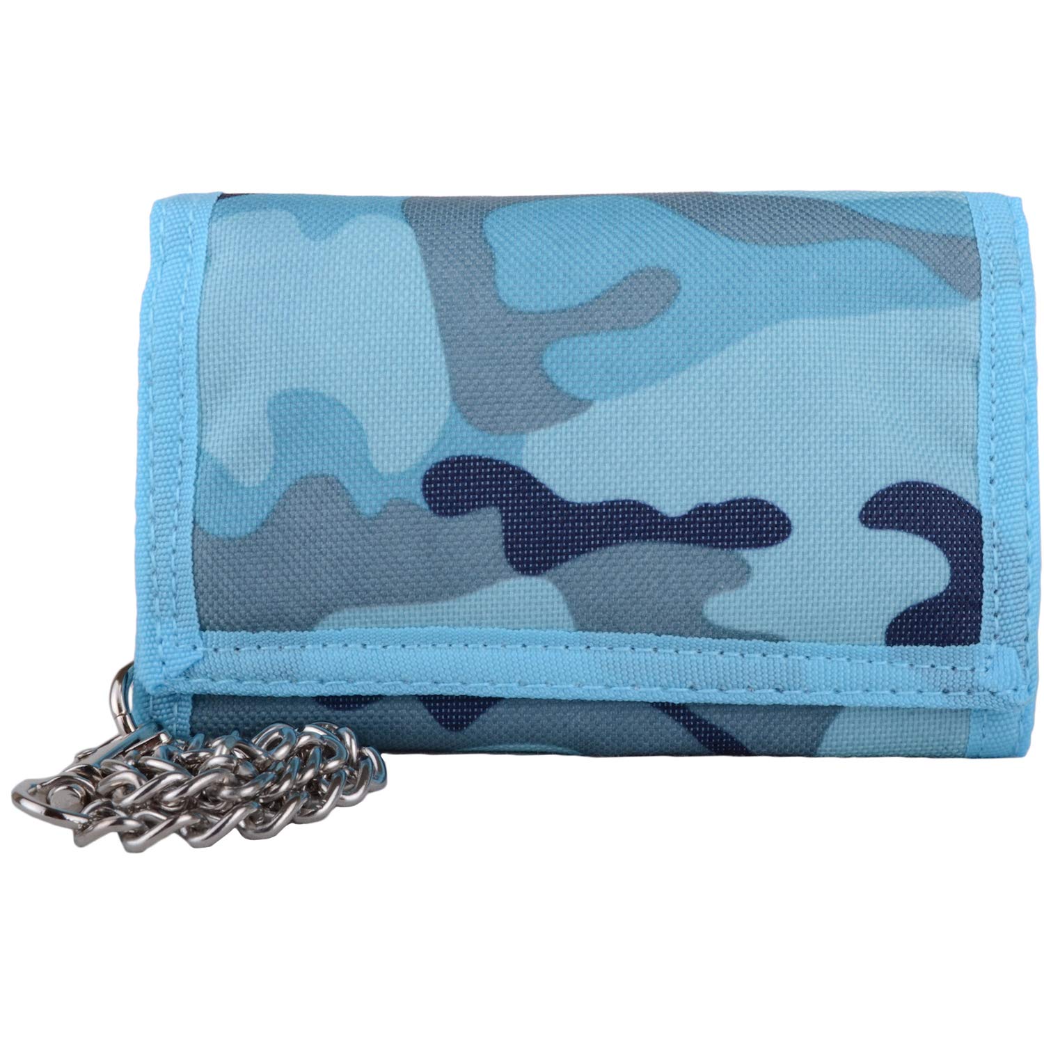 Valita Mens/Boys Camouflage/Army Style Ripper Fastening Wallet with Chain - Bright Blue/Navy