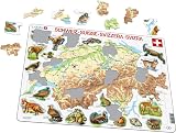 Larsen K51 Switzerland Physical Map Jigsaw Puzzle 75 Pcs Animals Multilingual view 7
