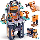 Lehoo Castle Kids Tool Bench, 2 in 1 Workbench & Truck Toy in One Design, Kids Tool Set with Realistic Electric Drill, STEM L