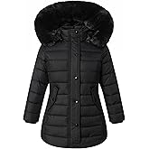MAJSEBI Girl's Winter Waterproof Warm Long Coat,Kids Puffer Jacket Outerwear Parka,Removable Hood