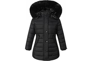 MAJSEBI Girl's Winter Waterproof Warm Long Coat,Kids Puffer Jacket Outerwear Parka,Removable Hood