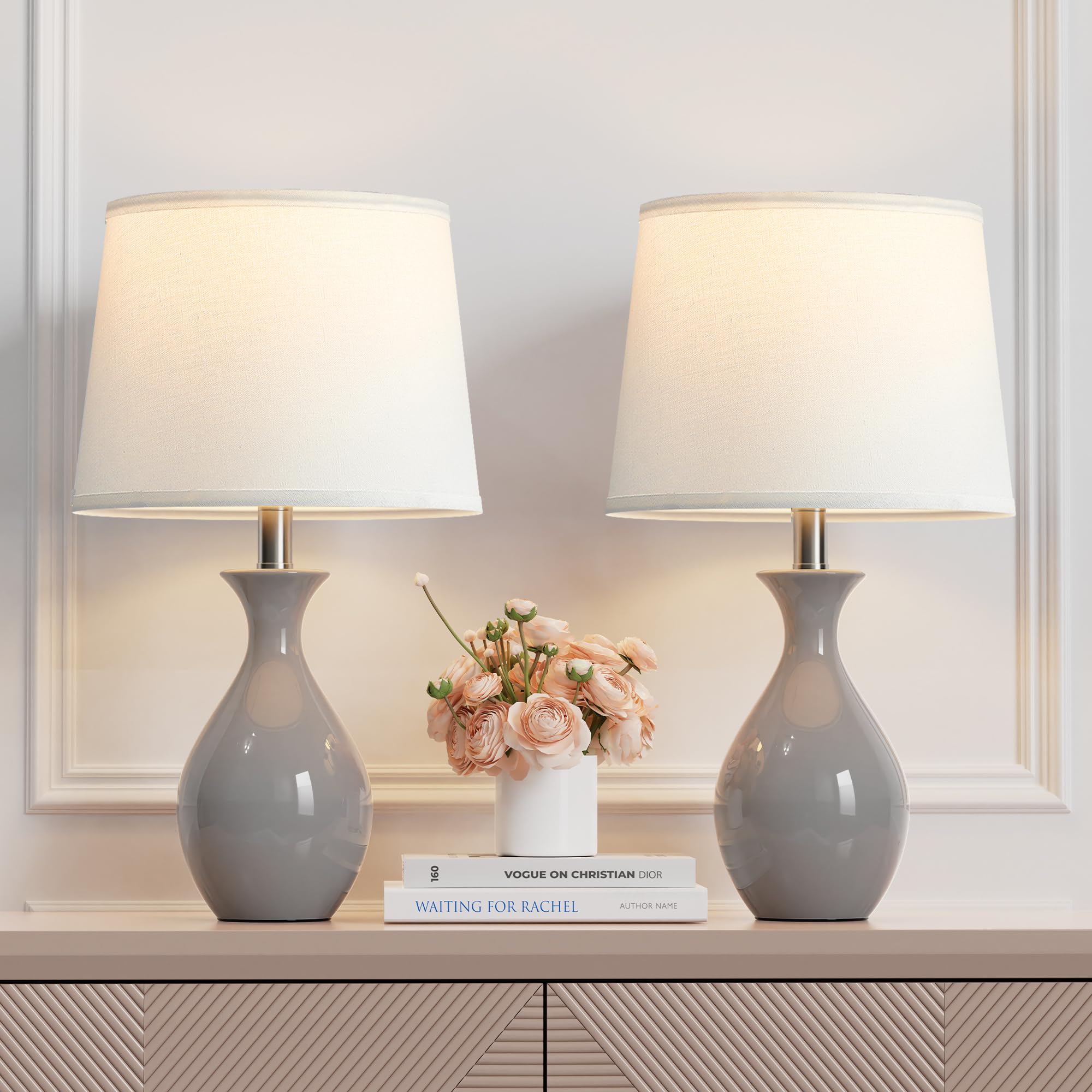 PARTPHONER Table Lamp Set of 2, Modern Ceramic