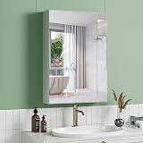 Dripex Single Door Bathroom Mirror Cabinet White 50x70cm Wall Mounted