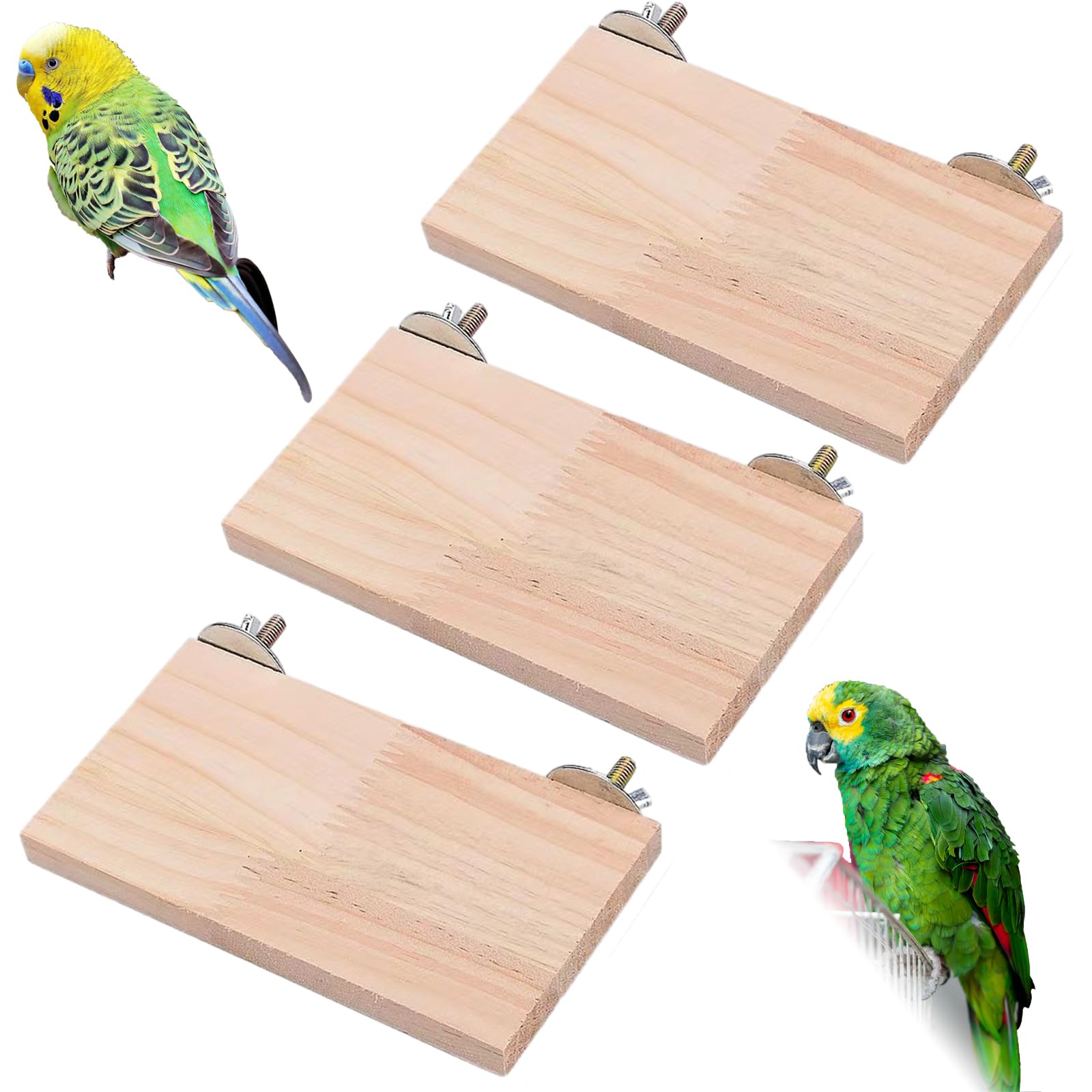 Aswewamt 3 Pcs Bird Wooden Platform, Support Corner Platform Bird Cage Accessories Stand Climbing Platform for Small Animal