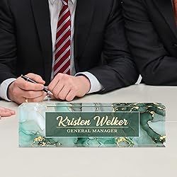 Personalized Premium Green Marble Acrylic Desk Name