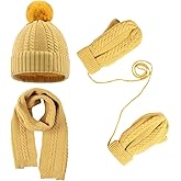 Kids Winter Hat Scarf Mittens Set Toddler Knitted Beanie Girls Fleece Children Neck Warmer Boys Warm Gloves 2-7 Years