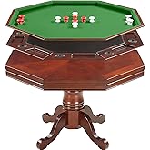 Hathaway Kingston 3 in 1 Octagon Poker Table, Dining & Bumper Pool Table for Game Rooms - Durable Hardwood, Sturdy Legs, Smoo