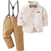 DISAUR Baby Boy Clothes Suits Toddler Dress Shirt With Bowtie Suspender Pants Outfit Sets Gentleman Wedding 1-6 Years