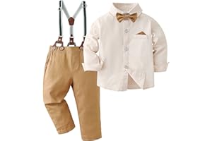 DISAUR Baby Boy Clothes Suits Toddler Dress Shirt With Bowtie Suspender Pants Outfit Sets Gentleman Wedding 1-6 Years