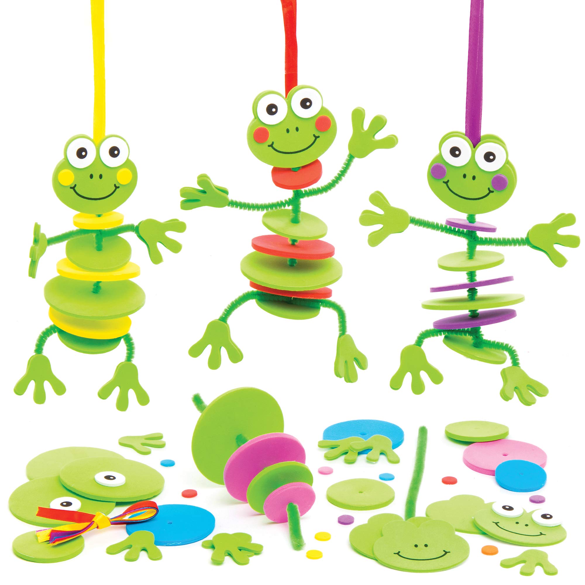 Baker Ross Frog Stacking Decoration Kits, Ideal for Kids' Arts and Crafts, decorations, ornaments, keepsakes (6 Pack)
