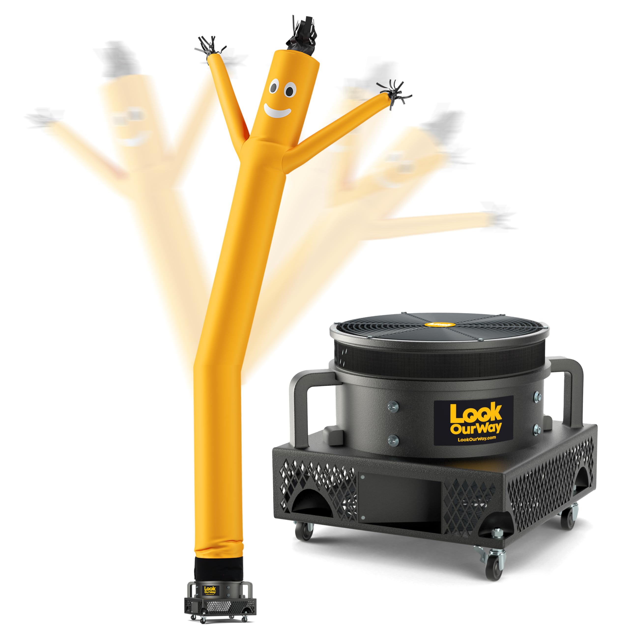 LookOurWay Air Dancers Wacky Waving Inflatable Tube Man Set - 20 Feet Tall Inflatable Dancing Man with Blower for Business Advertising - Yellow Image