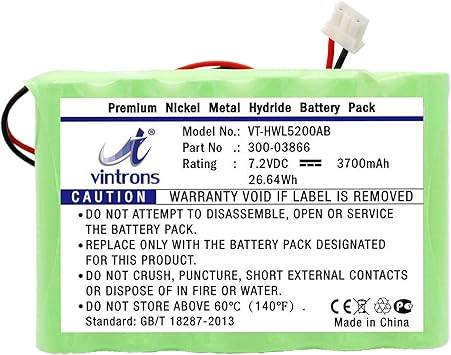 Amazon Com Vintrons 7 2v 3700mah Ni Mh 300 03866 Battery For Honeywell 300 03866 Lcp500 4b Lynxrchkit Sha Osa214 Electronics