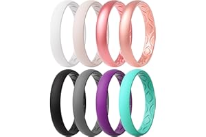 ThunderFit Women Breathable Silicone Promise Rings For Her Wedding Bands - 4mm Wide, 1.5mm Thick - 1-12 Variety Multipack