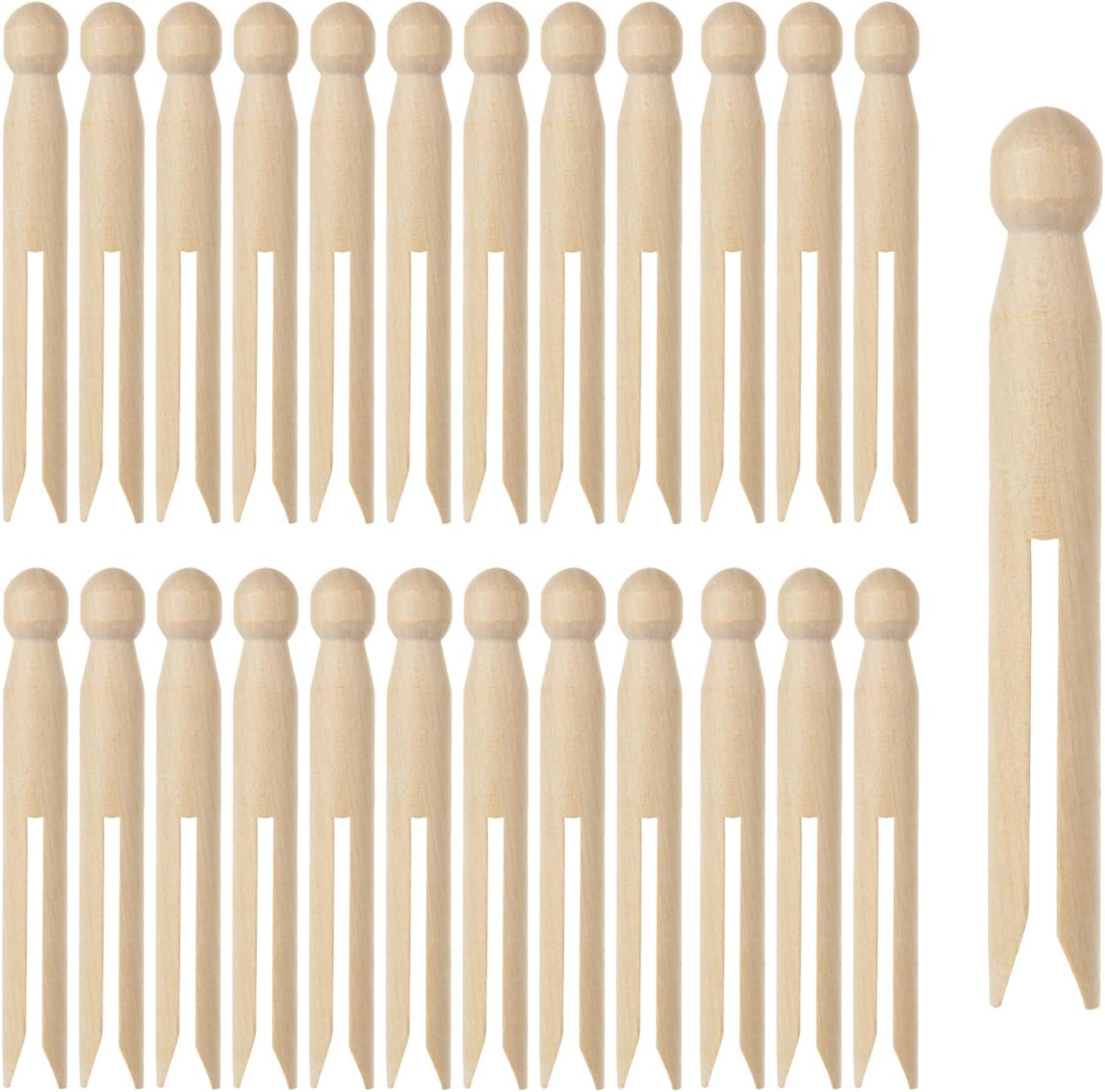 48 Wooden Clothes Pegs for Washing Lines - Perfect for Indoor or Outdoor Use, Holds Clothing without Marks