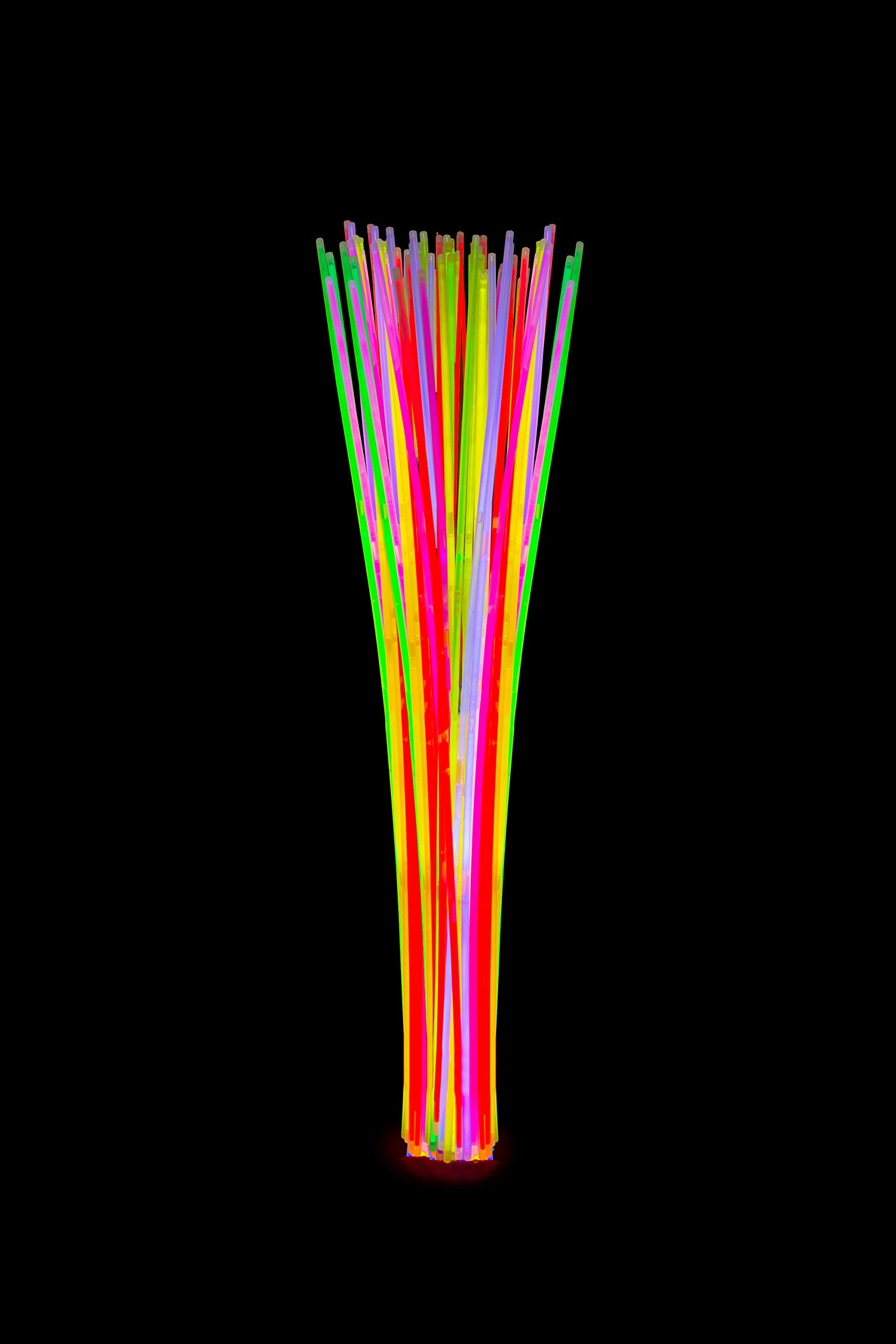 Crown Display Glow Sticks Party Package Includes 100 X 22 Glow in The Dark Necklaces & 100 X 8 Light Up Bracelets Comes in A Variety of Colors & Added Bonus Connectors