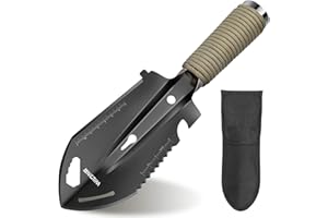 WILDAIR Camping Shovel Multifunctional 7 in 1 Survival Multitool Small Survival Shovel for Camping Tactical Shovel (Black)
