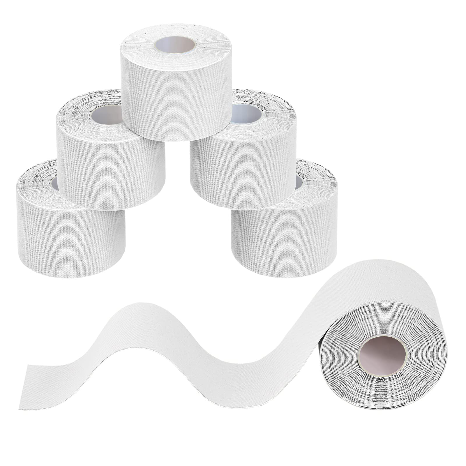 BB Sport 6 Rolls Kinesiology Tape 5 m x 5 cm Many Colors E-Book Application Examples Muscle Support Elastic Strapping Tape, Colour:White