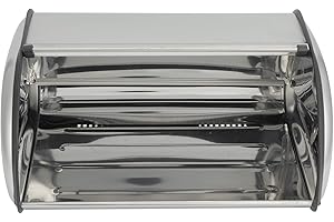 POCREATION Stainless Steel Bread Box, Large Capacity Roll Top Lid, Perfect for Bread and Cake Storage, Stylish Kitchen