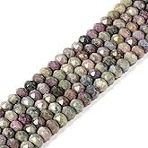 Ruby Fuchsite 8mm Faceted Rondelle Spacer Loose Beads 16 Inch for Jewelry Making Beads