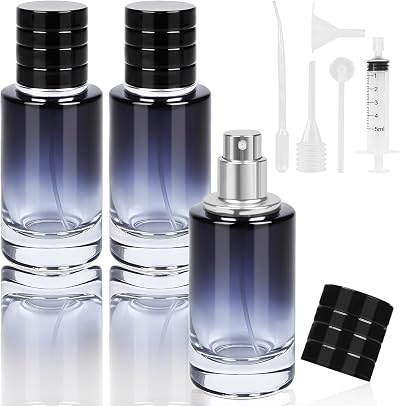 LOPHE 3x30ml Glass Perfume Atomiser Blue Gradient Refillable Travel Bottle