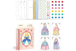 MiDeer Fashion Design Sketchbook with Watercolor Painting, Princess Dress-up Activity Book with Stencils and Stickers, Fashion Designer Kits for Kids 5 6 7 (Little Designer Princess Ball)