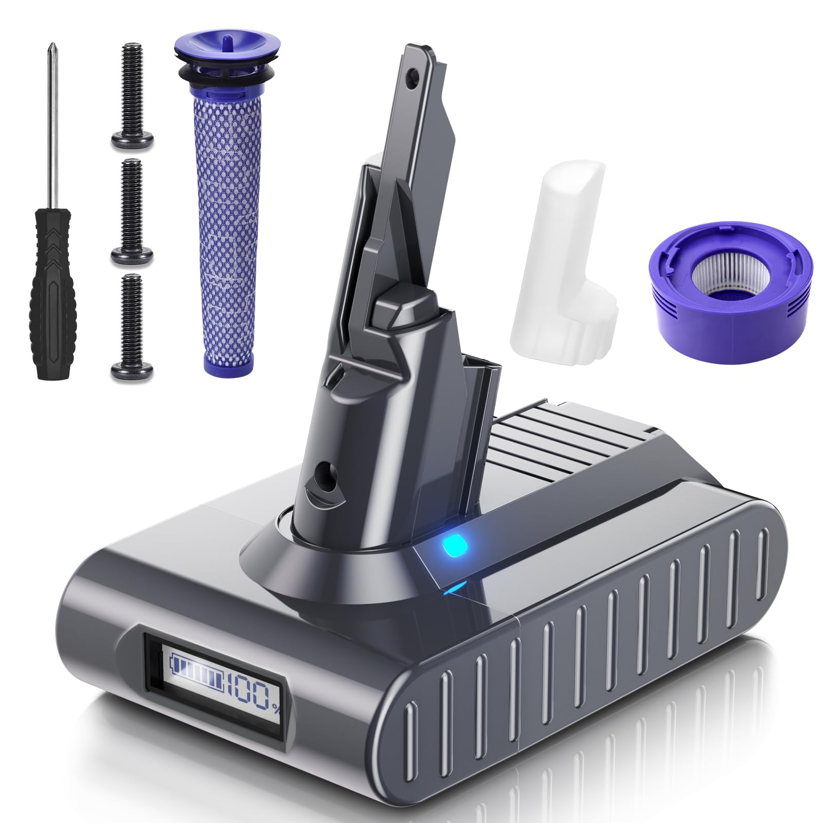 Nonbliep Upgraded 8000mAh V7 Animal Battery Replacement for Dyson SV11 V7 Motorhead Animal Trigger HEPA Mattress Fluffy Absolute Handheld Vacuum Cleaners 21.6V Li-ion (Not Fit V6, V8, V10)
