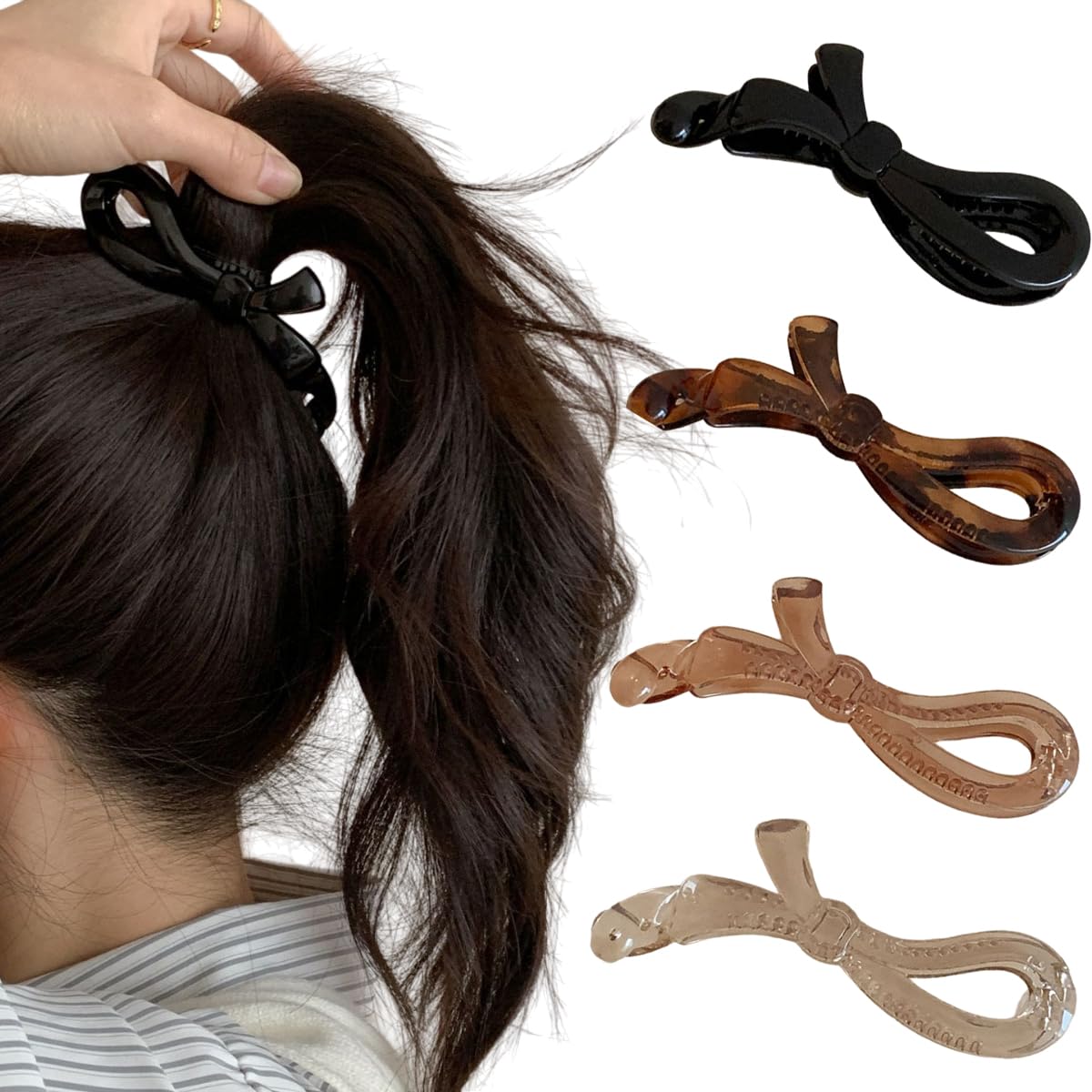 Photo 1 of Banana Hair Clips for Thick Hair Strong Hold Ponytail Medium Banana Clips Bow Hair Accessories for Women and Girls