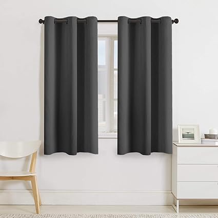 Amazon Com Turquoize Charcoal Grey Blackout Curtain Panels For
