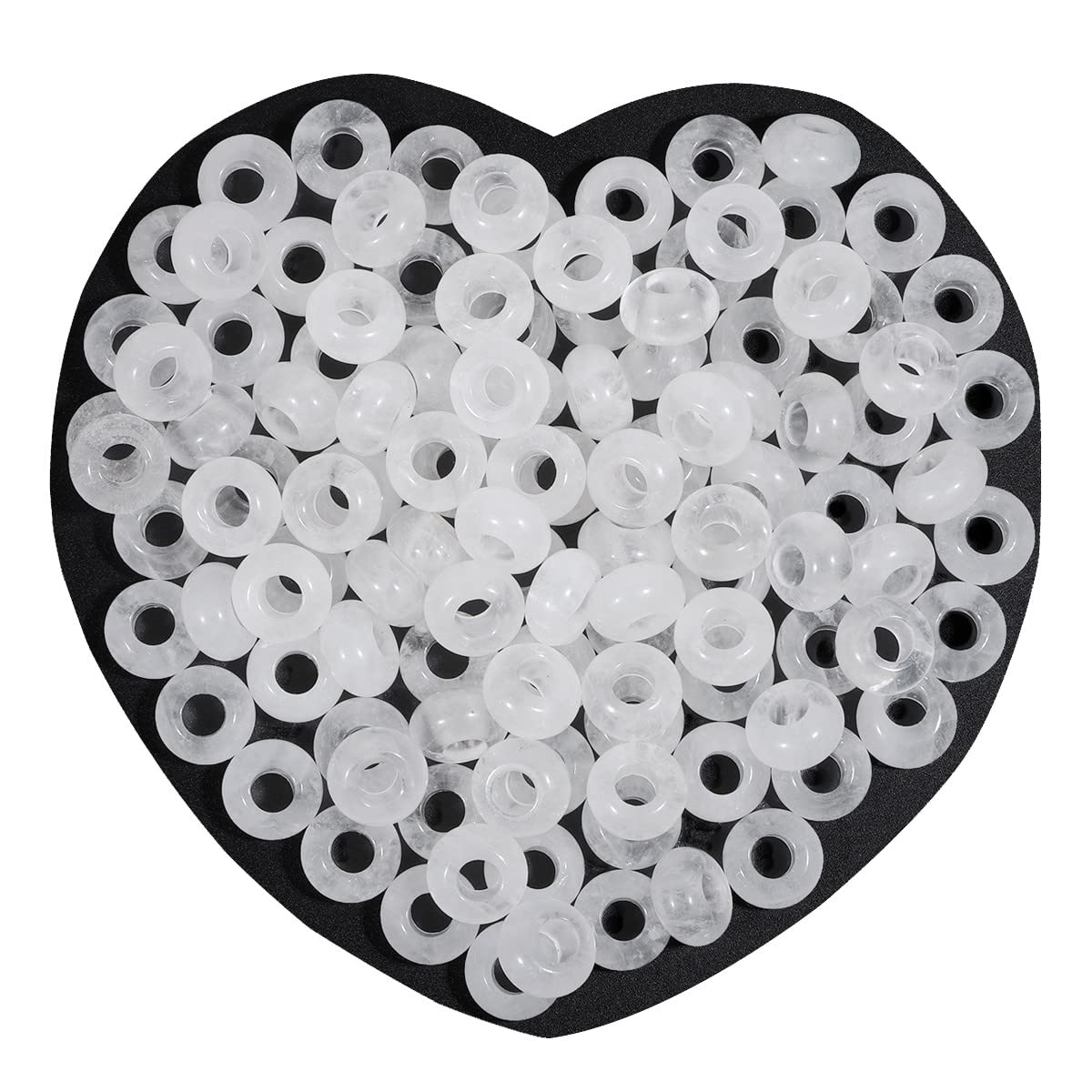 Nupuyai Rock Crystal Large Hole Stone Rondelle Loose Charms fits Bracelet, European Crystal Stone Beads for Jewellery Making Set of 30