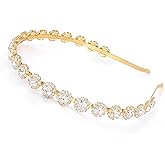 Ammei Headpiece Bridal Headpiece Wedding Headband with Crystal and Hair Accessories (Gold, 5.5'')
