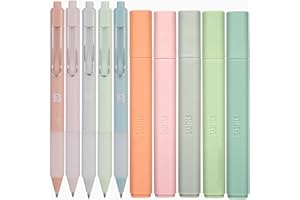 BLIEVE - Aesthetic Highlighters and Gel Pens With Soft Ink And Tip, Bible Highlighters and Pens No Bleed, Dry Fast Easy to Hold, for Bible Journaling Planner School Supplies (Pastel Muted, Multicolor)