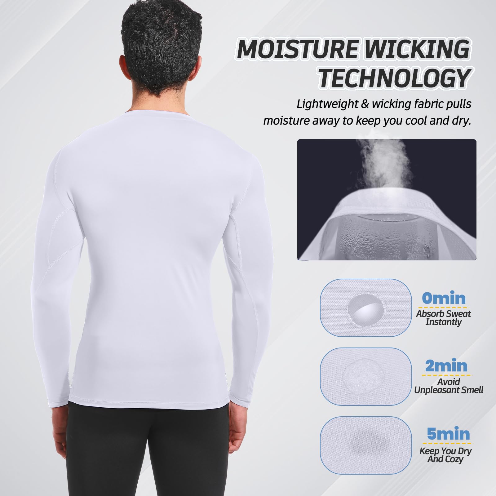 MEETWEE Herren Langarm Rash Guard UPF 50+ UV Tshirt Top Schwimmen Männer Surfen Schnelltrocknend Atmungsaktiv 5