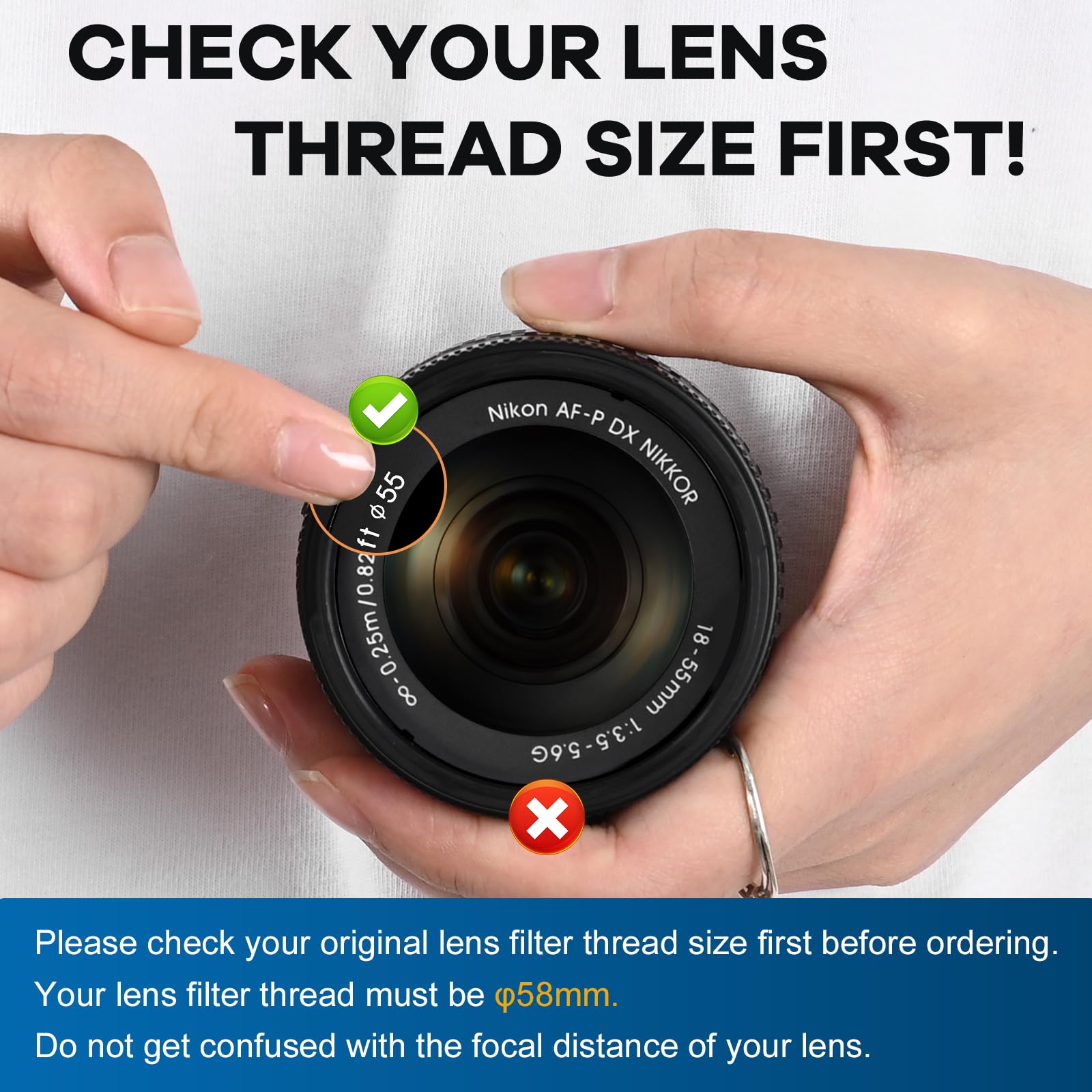 Lightdow 58MM 0.43x High-Definition Wide Angle + Macro Lens Attachment for Canon EOS Cameras - Enhance Your Photography Creativity (φ58mm)