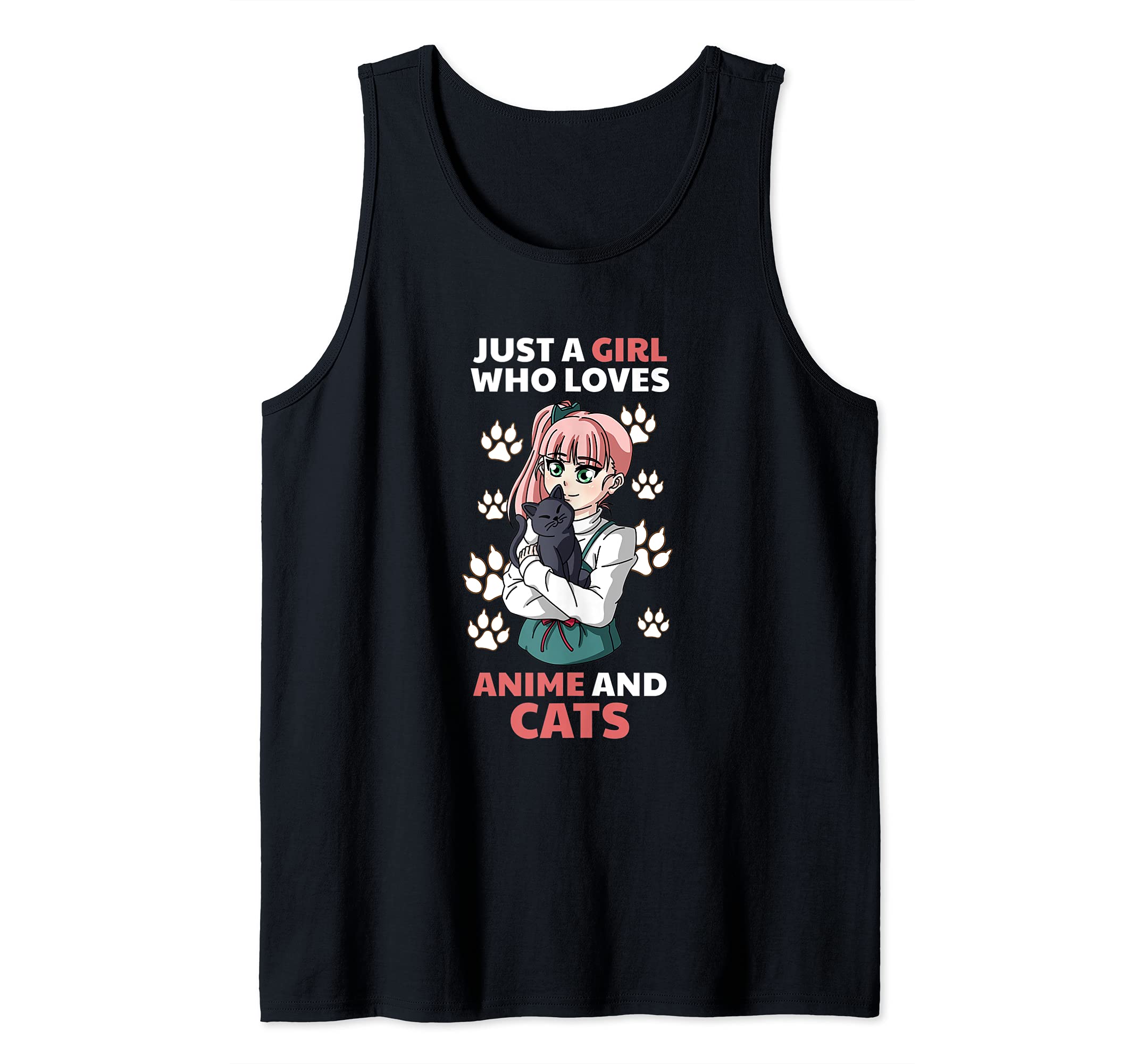 Just A Girl Who Loves Anime and Cats Japanese Manga Kawaii Tank Top