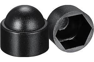 uxcell Plastic Dome Nut Protection Cap Covers, M12 Nut Cover Black 50pcs