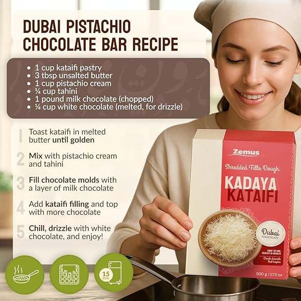 DRIED SHREDDED KATAIFI FOR DUBAI PISTACHIO CHOCOLATE BAR – KNAFEH FILLO DOUGH, KADAYIF, KUNAFA DOUGH (17.5 OZ)