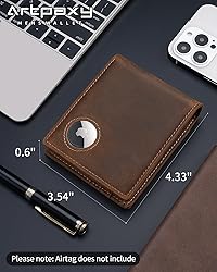 Mens Wallet With AirTag Holder, Bifold Leather RFID