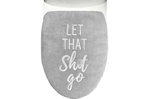 HOMANTIC Funny Bathroom Decor Toilet Lid Cover Fun Toilet Seat Covers 17.5"x15" Soft Restroom Accessories Fun Bathroom Sign Fits Most Oblong Round Elongated Toilet Lid Cute Home Room Decorations Grey
