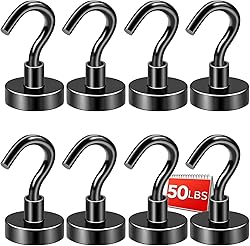DIYMAG Black Magnetic Hooks, 50 LB Heavy Duty