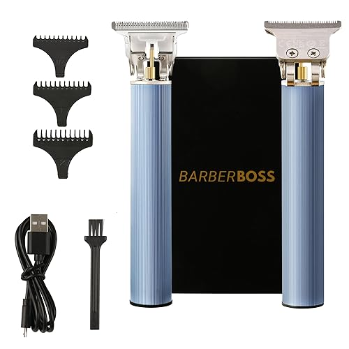 BarberBoss Men's Beard and Stubble Trimmer, Cordless Hair Clipper, Men’s Groomer, USB Rechargeable T-Blade Trimmer for Beard, Hair and Stubble, Men's Ultimate Grooming Kit