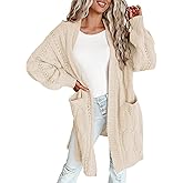 Dokotoo Long Cardigans for Women Open Front 2025 Long Sleeves Winter Sweaters with Pockets